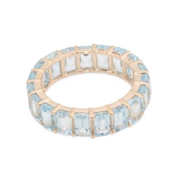 HIRAJULE  India 14kt Gold Semi-precious Stone Eternity Band Ring - Picture 1 of 2